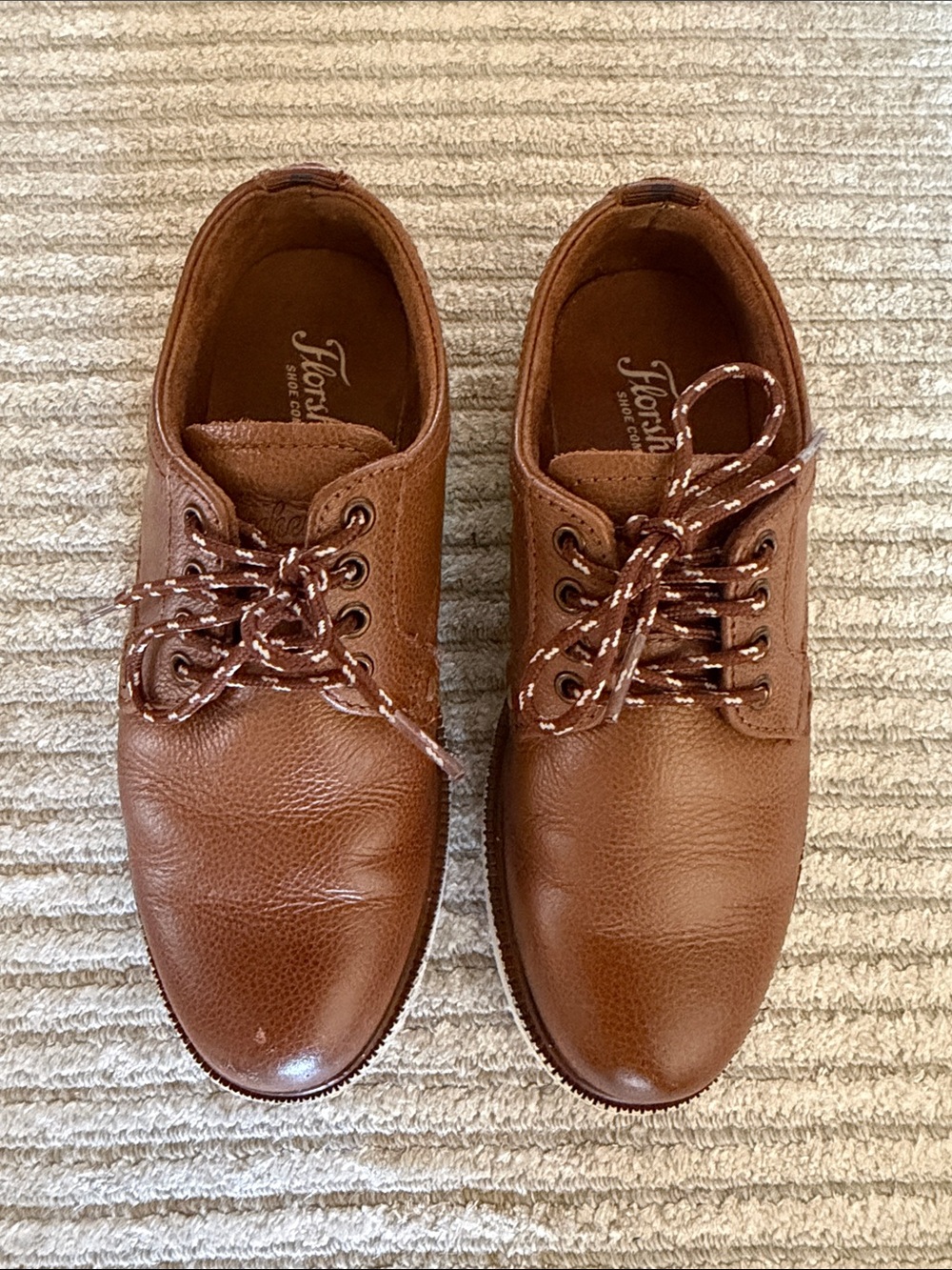 Florsheim Boy’s Cognac Leather Casual Lace-Up Shoes